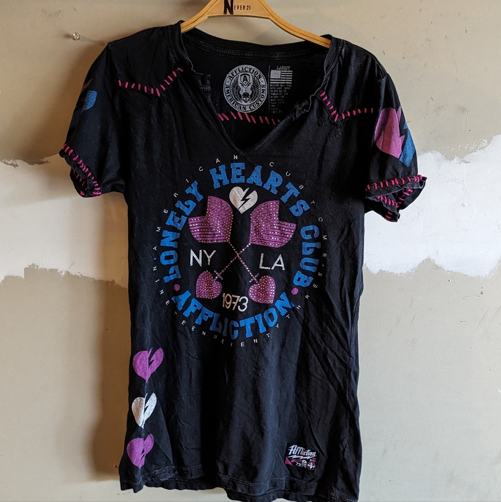 Affliction lonely hearts club rare shirt size large